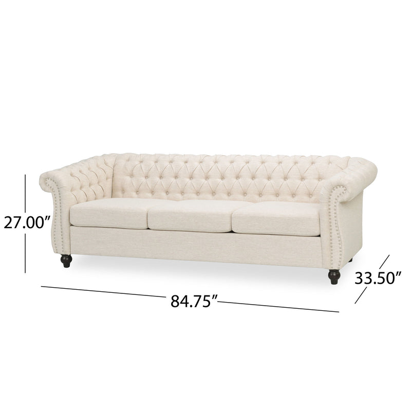 Chesterfield Style 3 Seater Sofa With Deep Button Tufting