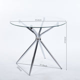 Compact Dining Table With Glass Top - Chrome