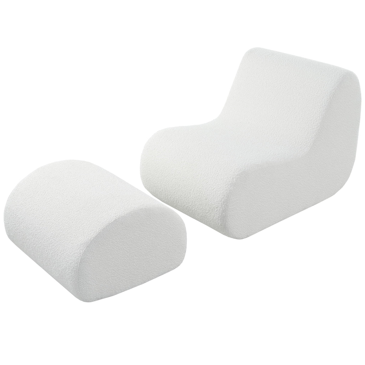 Curved Lounge Chair With Ottoman And High Resilience Foam