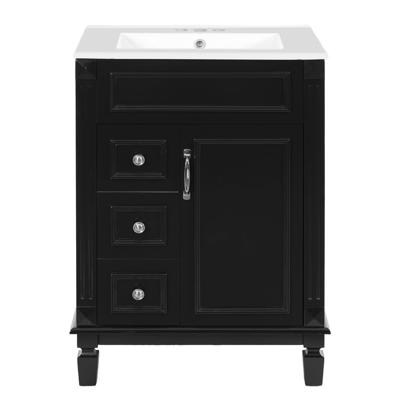 Bathroom Vanity With Sink, Compact Cabinet & 2 Drawers And Adjustable Shelf