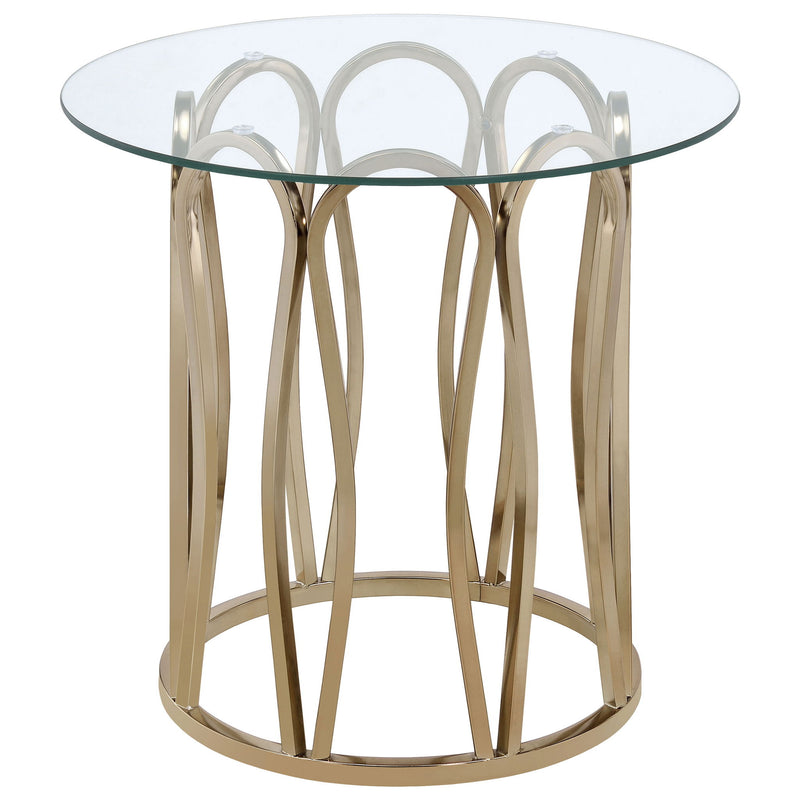 Round Glass Top Table With Polished Metal Base