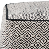 Brynn - Square Pouf - Patterned Black / Natural