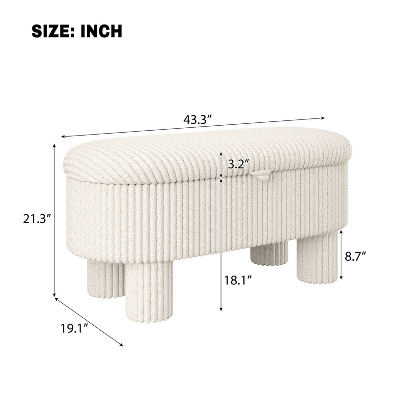 Storage Ottoman Upholstered Bench With Lift Top Storage For Bedroom