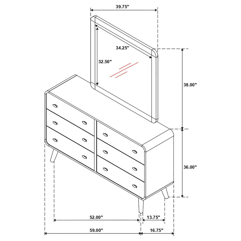 Winston - 6 Drawer Dresser With Mirror