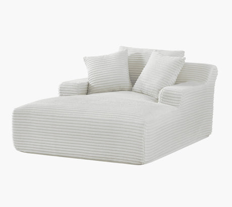 Cloudline - Oversized Chaise Lounge Chair In Soft Corduroy, Modern Comfy Couch With Full Foam Cushioning, Cozy Sleeper Sofabed For Living Room - Ivory