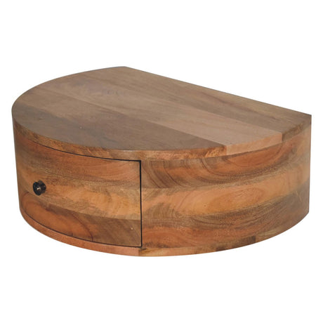 Large Wall Mounted Rounded Bedside Table - Beige