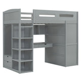 Loft Bed With Desk, Wardrobes, 4 Drawers And 4 Shelves