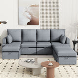 Modern Modular Sofa, 6 Seat Chenile Sectional Couch Set With 2 Pilows Included, Freely Combinable