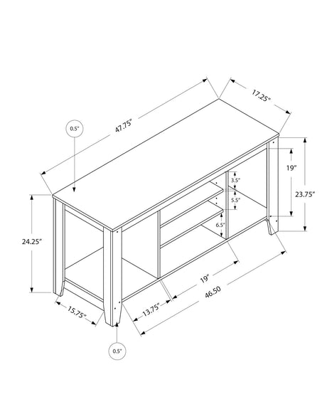 TV Stand, Console, Media Entertainment Center, Storage Shelves, Durable Construction - Espresso