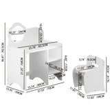 Kids Vanity Table With Mirror And Chair, Dressing Makeup Desk With Storage Shelves - White
