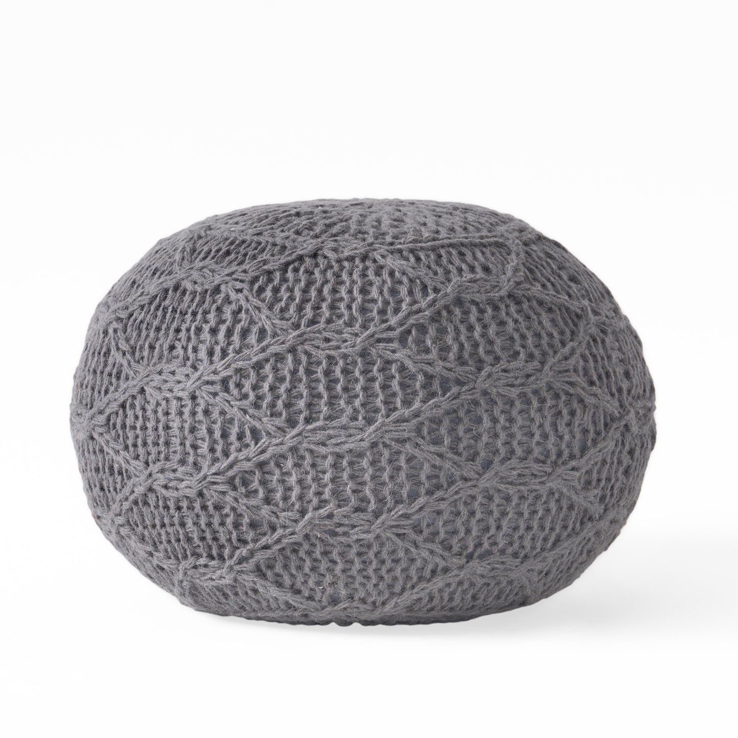 MALIBU KNITTED WOOL 20 X 20 ROUND POUF