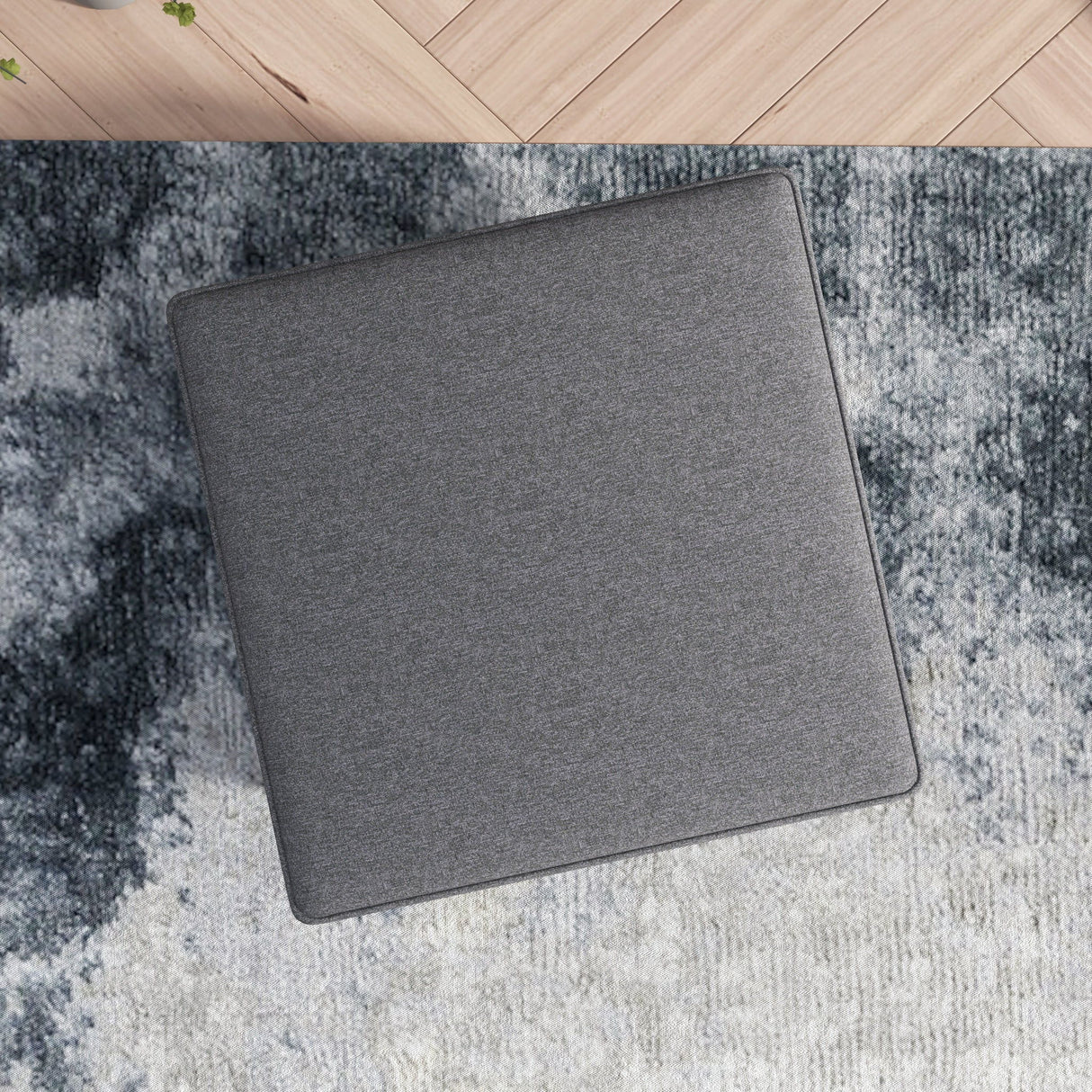 Amber - Square Upholstered Ottoman Linen
