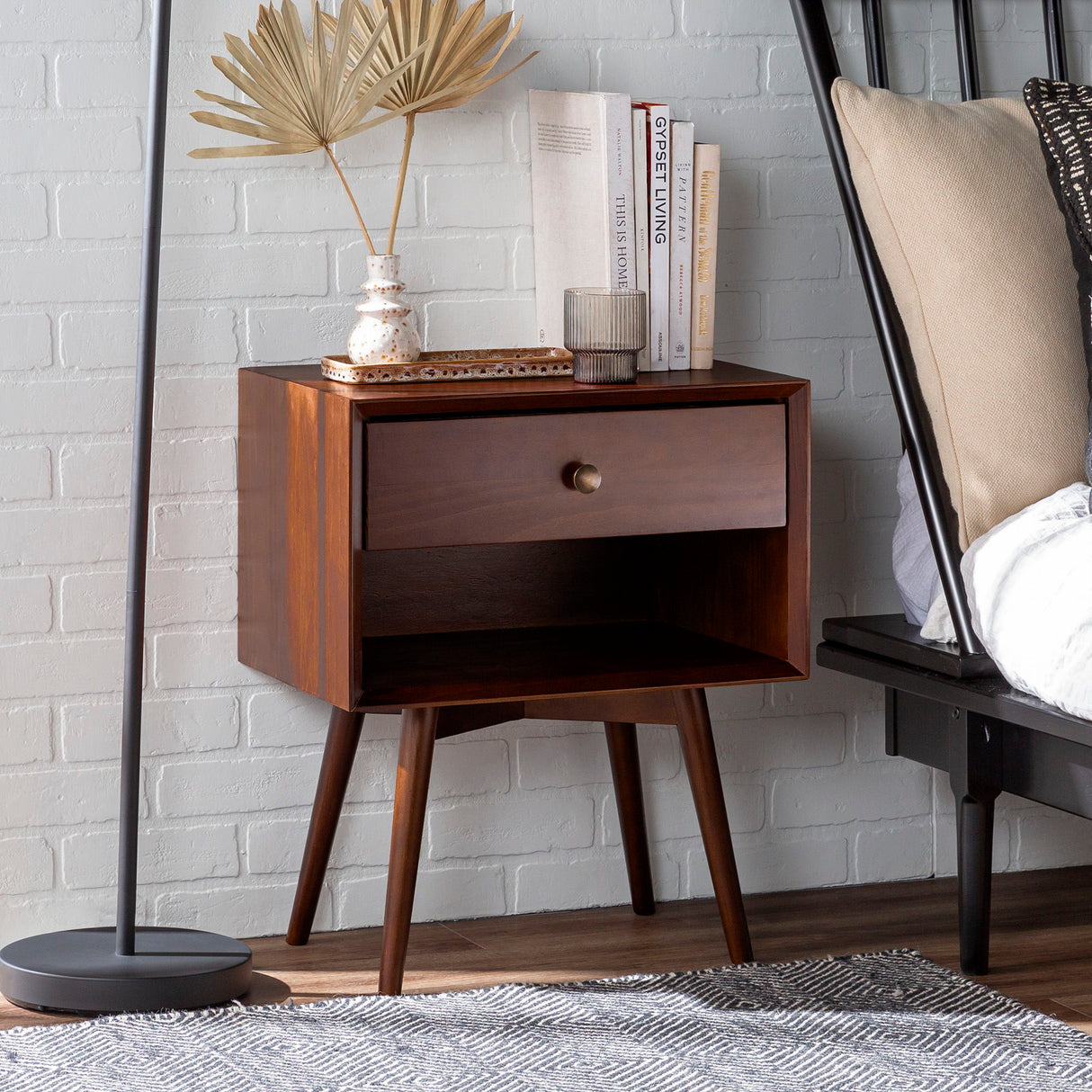 Mid Century Modern Single Drawer Nightstand