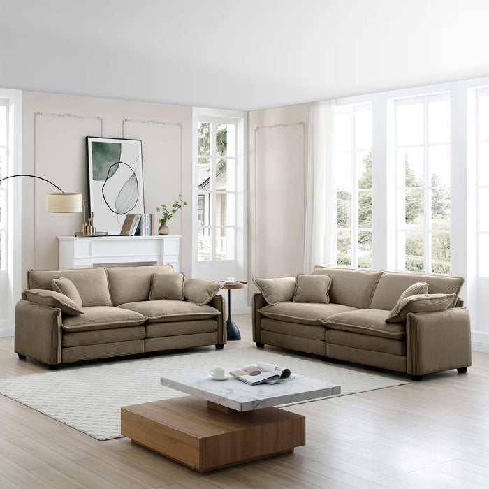 Modern Living Room Sofa Two-Piece Set, Suitable for Living room and Bedroom Sofa Set, Consists of two pieces of 2 Seater Sofa,Tan Corduroy