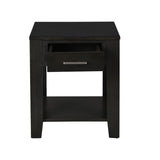 Bruno - Wooden Table With Tempered Glass Top And Drawer