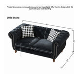 Chesterfield Velvet Upholstery Fabric Loveseat With Roll Armrest And Nailhead