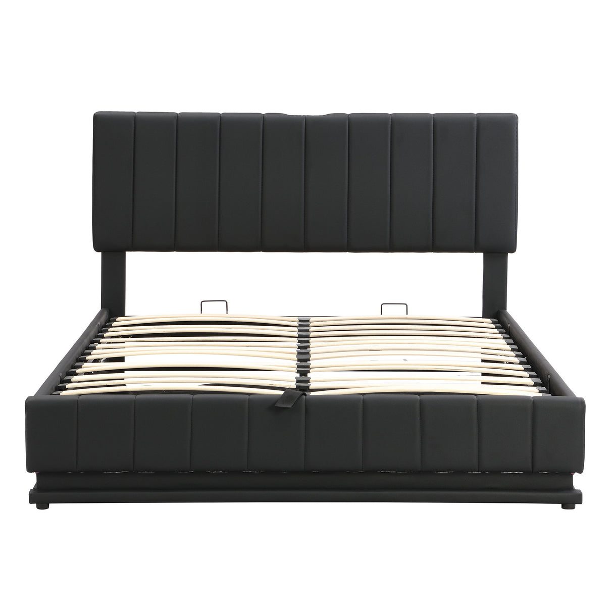 Upholstered Bed With Hydraulic Storage System And LED Light, With Sockets And USB Ports