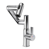 Bathroom Sink Faucet With Spray Function And Temperature Display, Anti Skid Switch, 360 Degree Rotary, Brass Material - Chrome