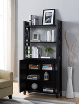 Crosshatch Display, Home Storage Cabinet With Two Top Shelves, Two Door Cabinet