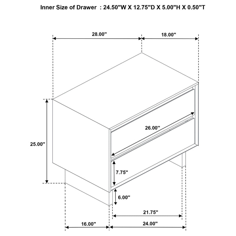Hemlock - 2 Drawer Nightstand Bedside Table - Brown