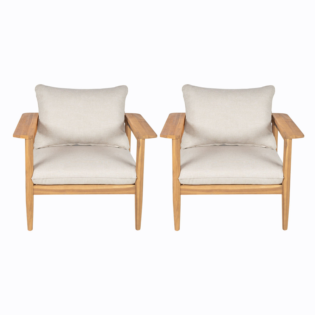 Terassi - Outdoor Lounge Chair (Set of 2) With Cushions - Beige / Light Teak