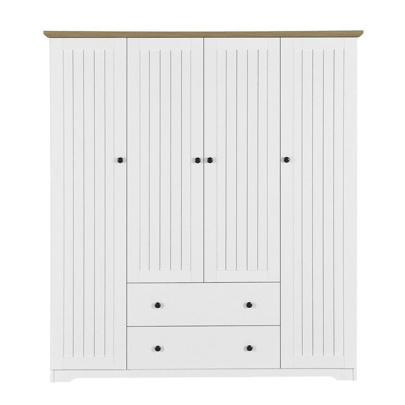 4 Door Wardrobe Armoire With 2 Drawers