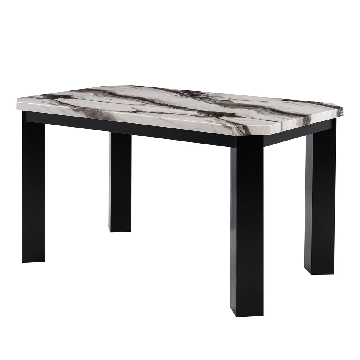 Magaly - Bar Table With Marbled Top Detail And Scalloped Edges - Dark Gray