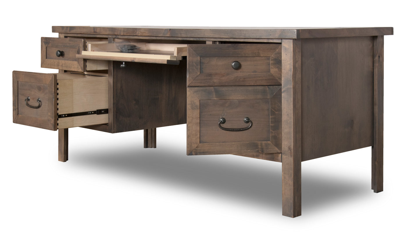 Bridgevine Home Joshua Creek Executive Desk, No Assembly Required, Barnwood Finish