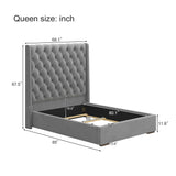 Tall Headboard Upholstered Bed With Handmade Deep Button Tufted, Box Spring Needed