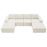 Modular U Shaped Sectional With Ottomans, Luxury Cloud Floor Couch With Deep Seat Fully Compressed Upholstered Sofa