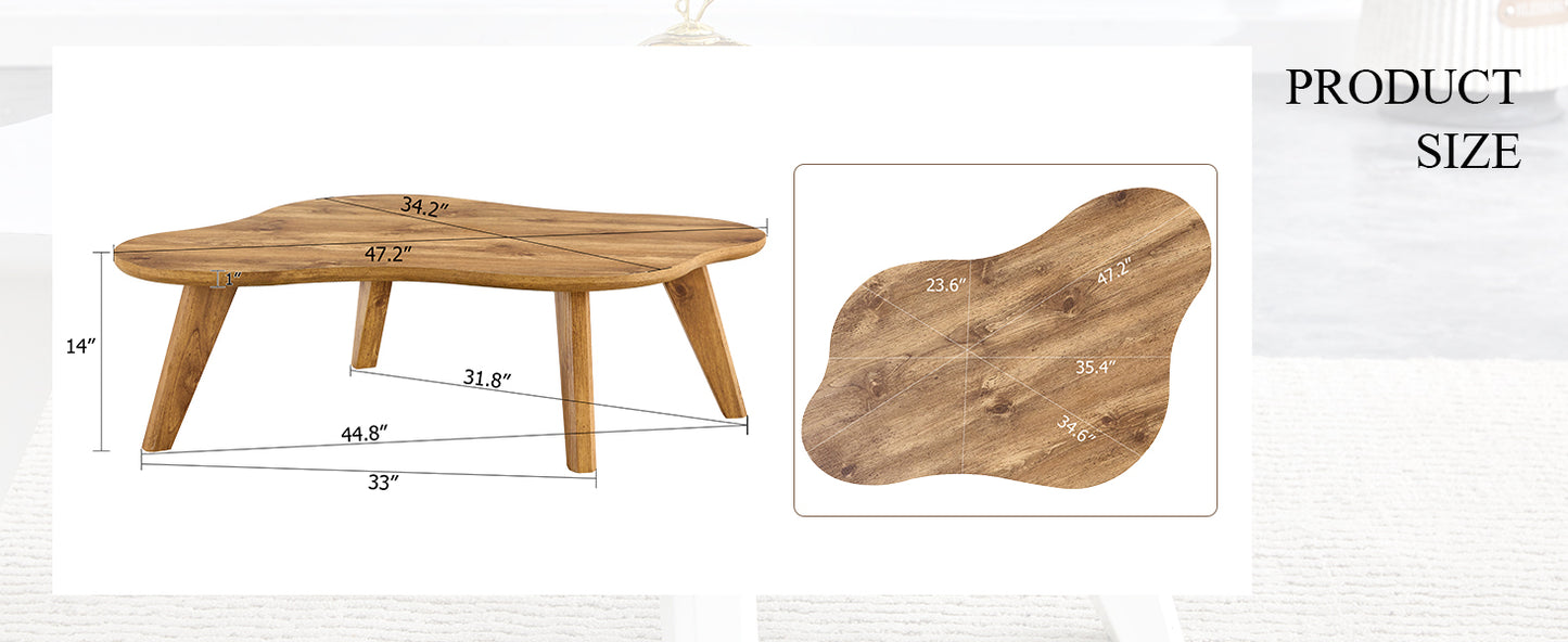 Modern minimalist wood color table top. Solid wood legs, cloud shape to give you a new experience, computer desk. The game table. Suitable for dining and living rooms.