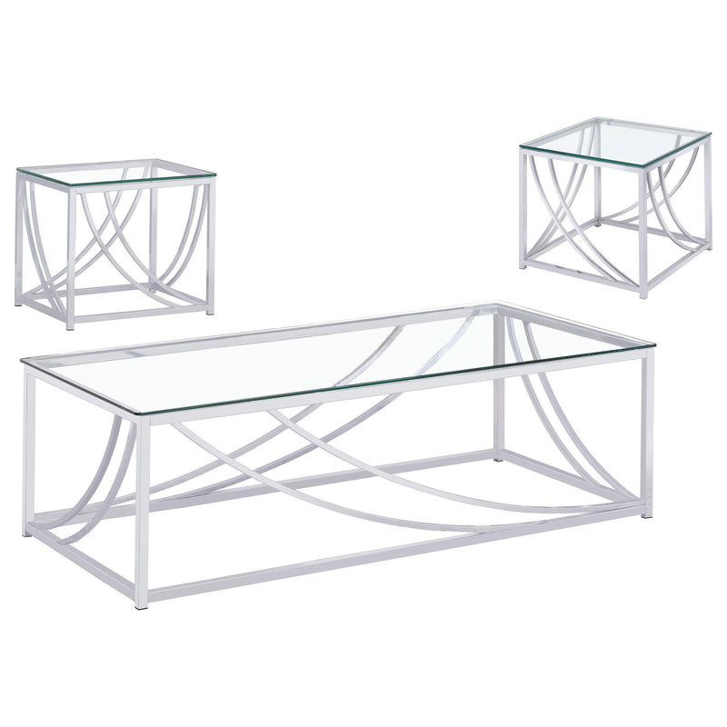 Kempton - 3 Piece Coffee And End Table Set - Chrome