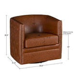 Tufted Barrel Swivel Chair With 360 Degree Swivel Functionality - Brown