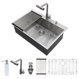 Drop In Kitchen Sink With Pull Down Faucet And Soap Dispenser
