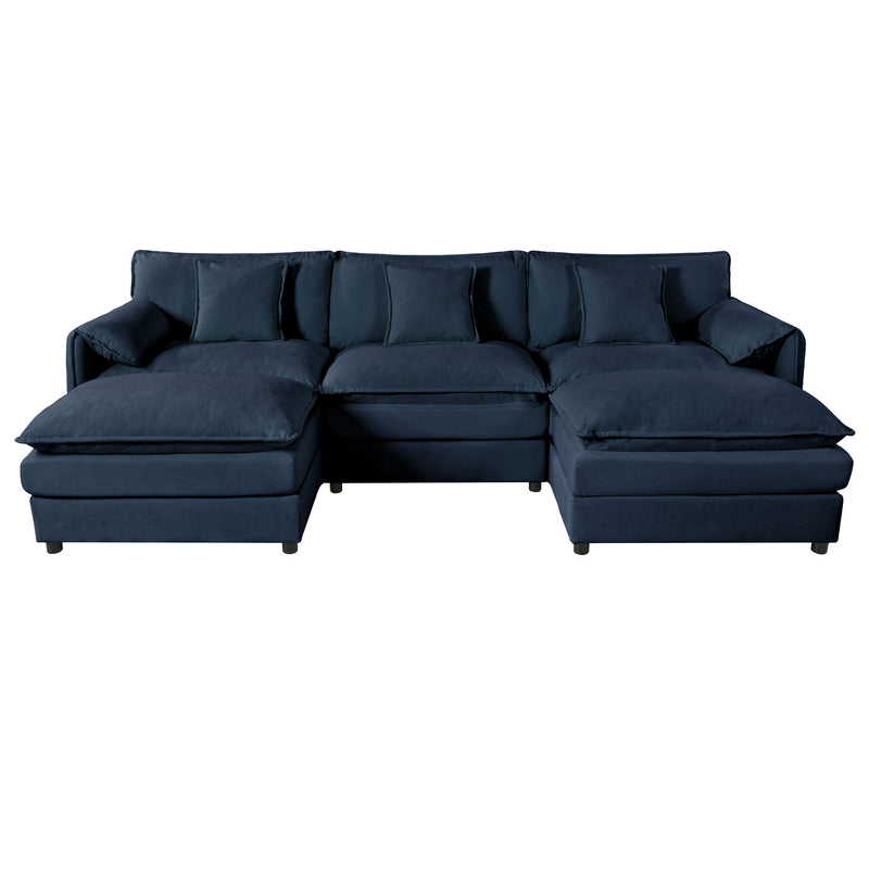 Modern Comfy Deep Seat Modular Sectional Sofa Cloud Couch With Ottoman