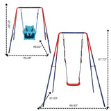 Xiunan Leisure - 2 In 1 Baby Swing Set Safe Playground Accessory - Blue / Red