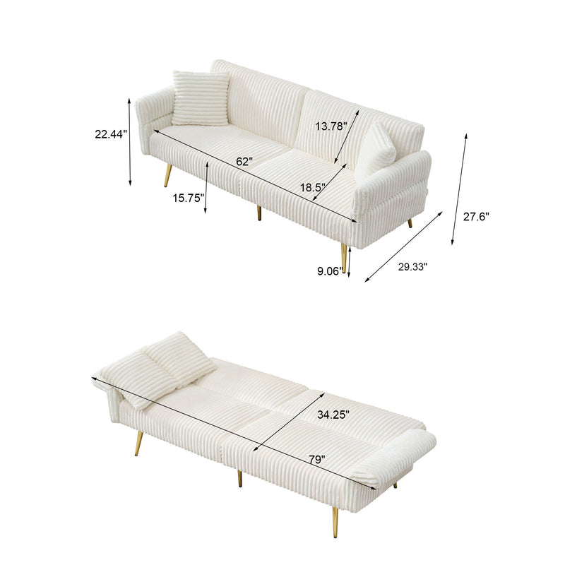 Luxury Foldable Double Sofa Bed With Folding Armrests