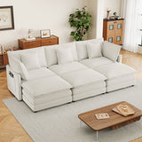 Modern Modular Sectional Sofa With Side Storage Pockets For Living Room