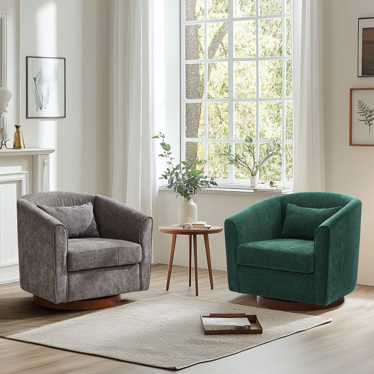 Swivel Accent Chair For Living Room, Sofa Chairs With Base Side For Living Room