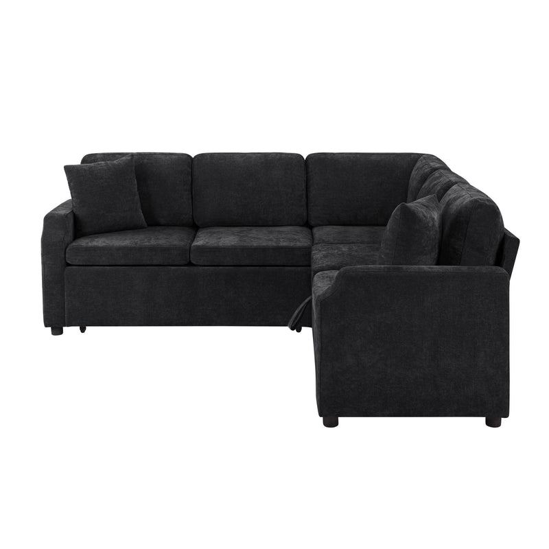 Modern L Shaped Sectional Sofa Bed With Hidden Storage Upholstery