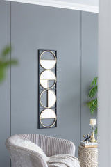 Eclectic Styling Metal Beaded Wall Mirror With Contemporary Design For Bedroom, Liveroom & Entryway