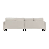 4 Seater Modern Linen Sofa With Armrest Pockets And 4 Pillows, Minimalist Style Couch For Living Room