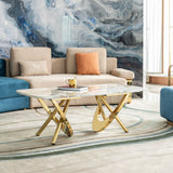 Contemporary Marble Pattern Top Table With Stainless Steel Base