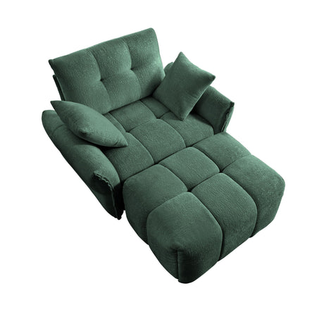 Ergonomic Single Seater Sofa With Ottoman, High Resilience Support Cushions, Modern Lounge Chair