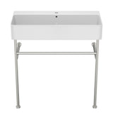Ceramic Console Bathroom Sink With Overflow