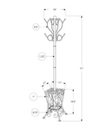 Coat Rack, Hall Tree, Free Standing, 8 Hooks, Entryway, Umbrella Holder, Transitional - Black