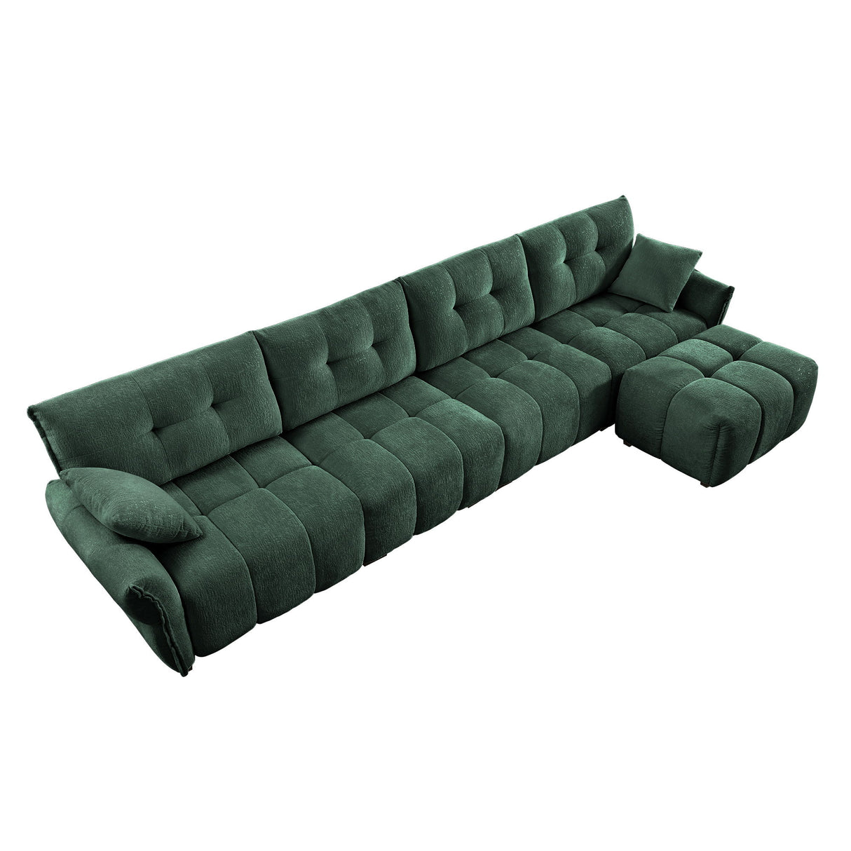 Elegant Sofa Set With Ottoman And Pillows, Textured Chenille, High Resilience Cushions