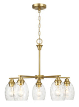 Elegance 5 Lights Linear Arms With Chain Chandelier - Clear / Gold