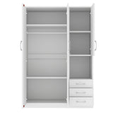 2 Doors Wardrobe Storage For Bedroom With Shelves And 3 Drawers