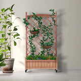 Raised Garden Bed With Trellis 2 Pack, Outdoor Planter Box & Plant Stand With Climbing Racks - Brown